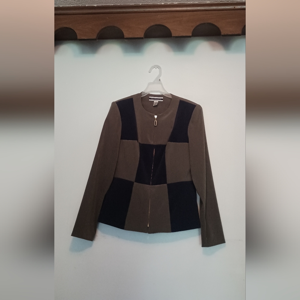 80s Vintage Checkerboard Zipper Blazer Size 6
